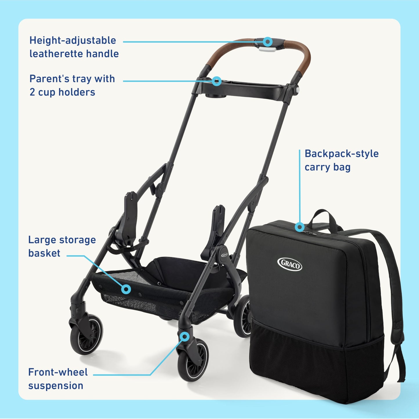Graco GoMax Lightweight Stroller Frame | Fits All Graco Car Seats