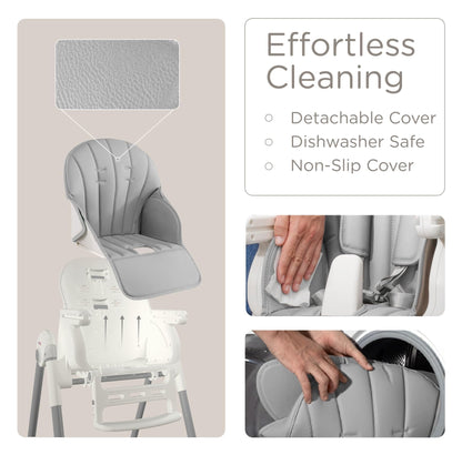 KÜB 3-in-1 Foldable Portable Baby High Chair with Lockable Wheels – Grey