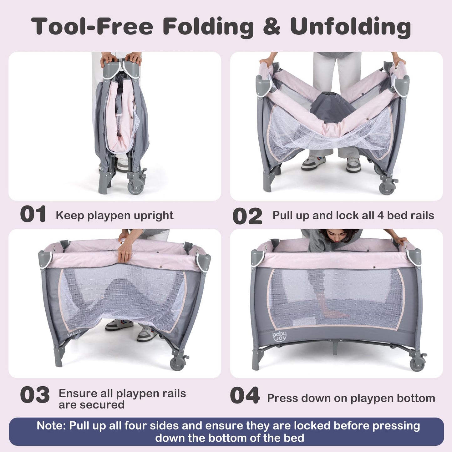 BABY JOY 5-in-1 Pack and Play with Bassinet & Changing Table