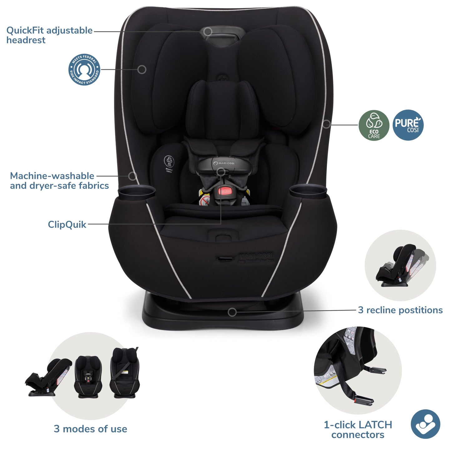 Maxi-Cosi Pria Max 3-in-1 Convertible Car Seat, 5–100 lbs, Caspian