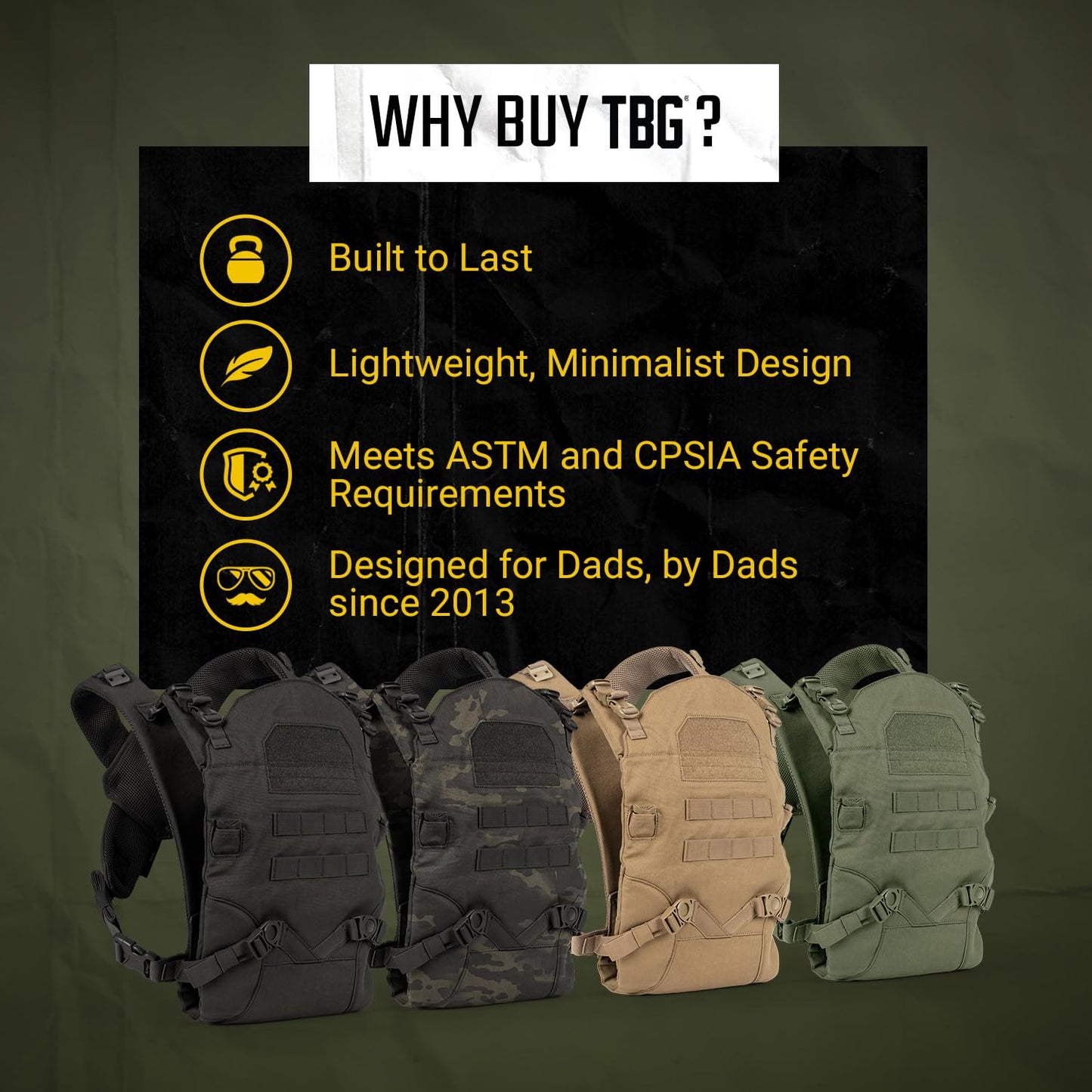 Tactical Baby Gear MOLLE Baby Carrier for Dads, Black