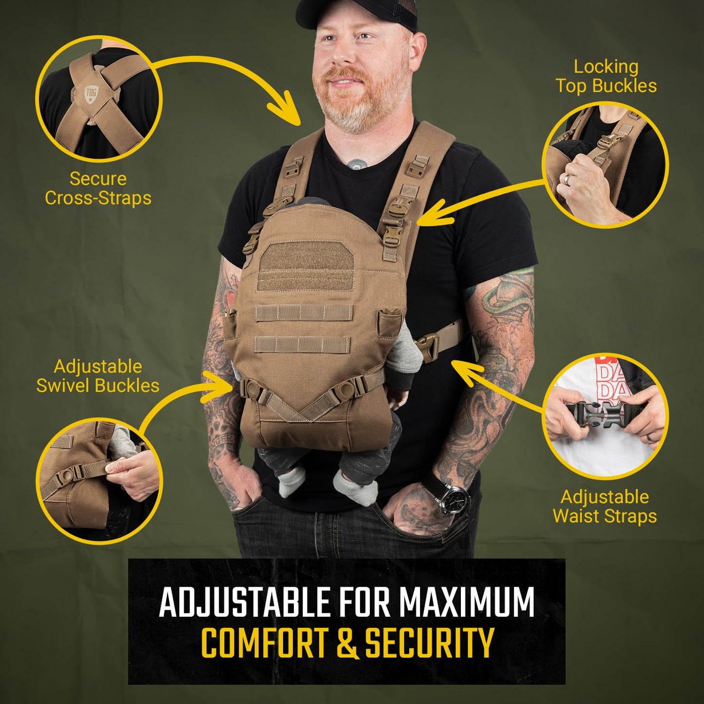 Tactical Baby Gear MOLLE Baby Carrier for Dads, Black