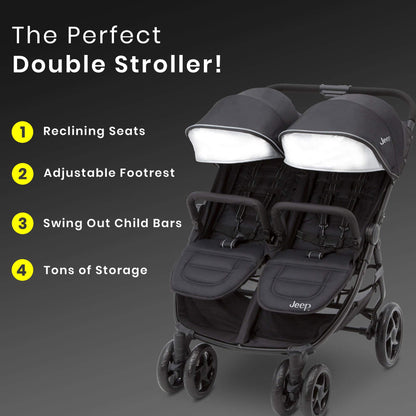 Jeep Destination Ultralight Side-by-Side Double Stroller – Midnight