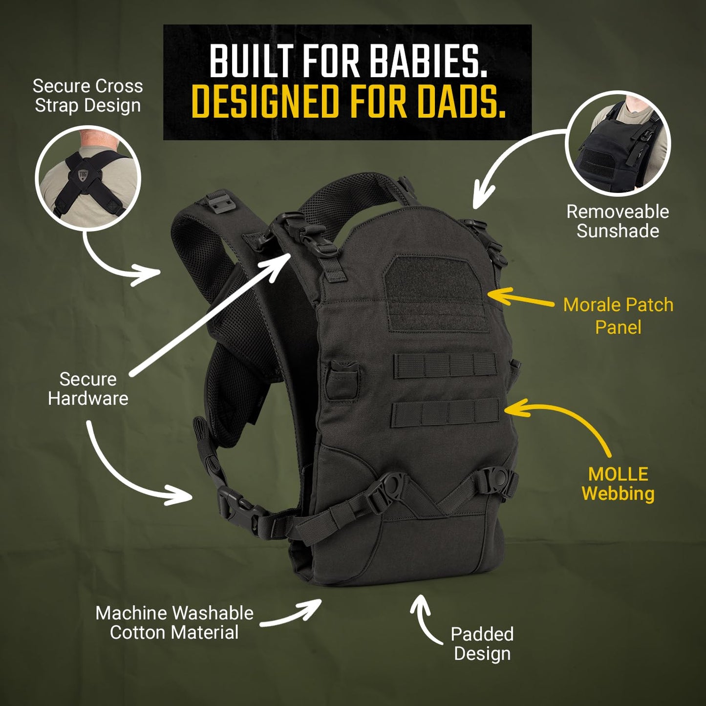 Tactical Baby Gear MOLLE Baby Carrier for Dads, Black