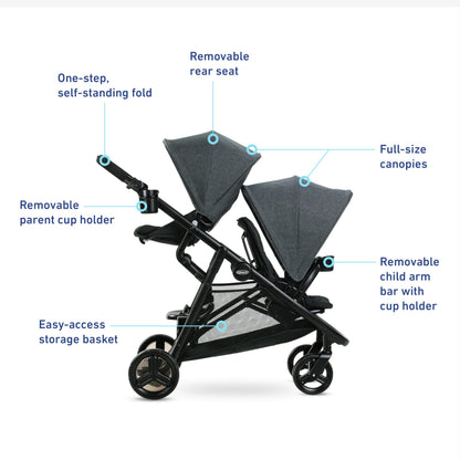 Graco Ready2Grow 2.0 Double Stroller for Twins & Siblings – Rafa