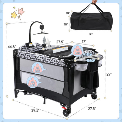 Xilingol 5-in-1 Pack & Play Baby Bassinet with Diaper Changer