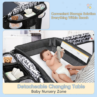 Xilingol 5-in-1 Pack & Play Baby Bassinet with Diaper Changer