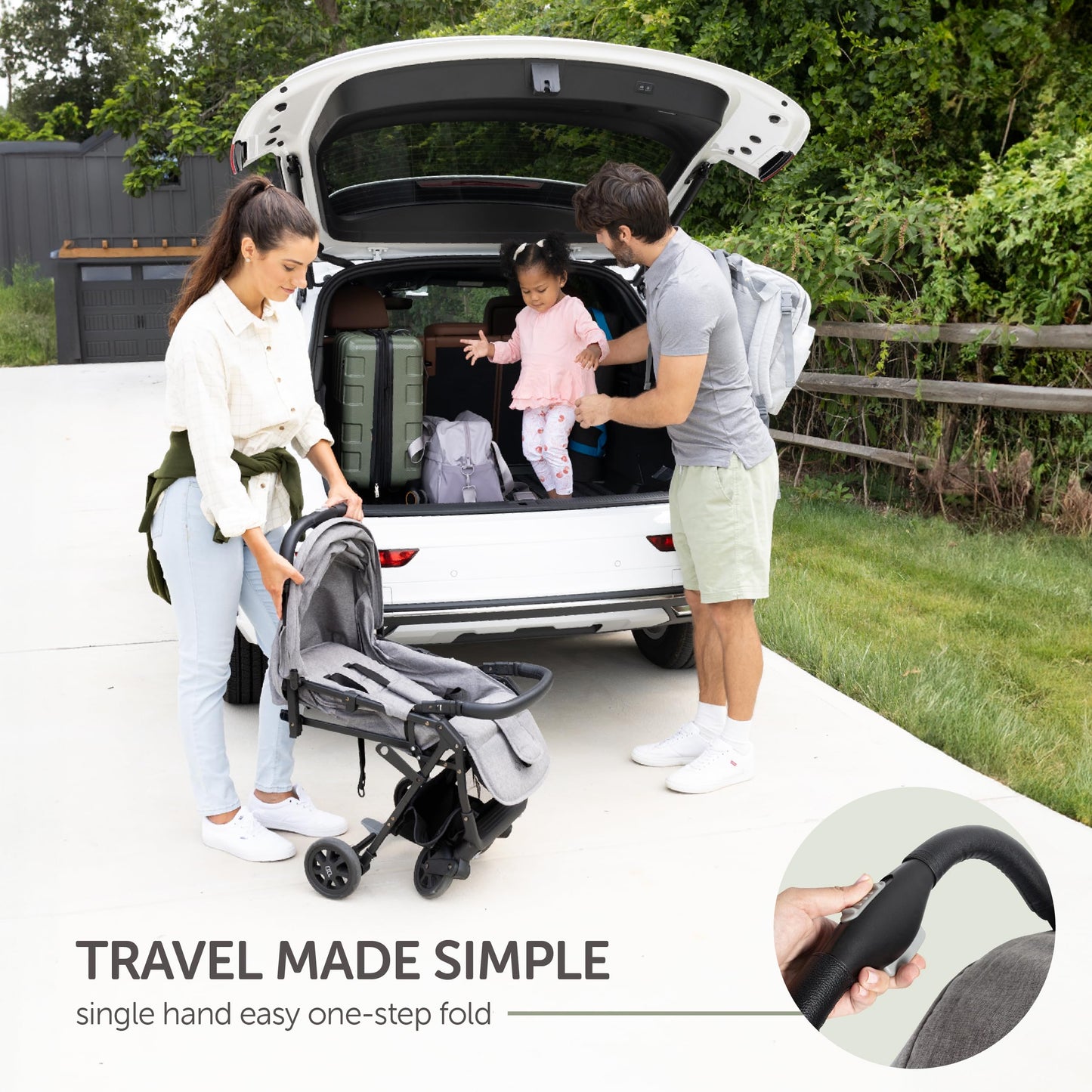 KOOLABABY Lightweight Compact Travel Stroller with Canopy – Grey