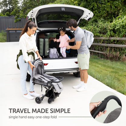 KOOLABABY Lightweight Compact Travel Stroller with Canopy – Grey