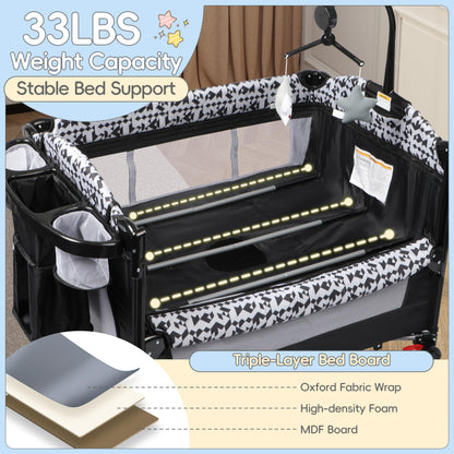 Xilingol 5-in-1 Pack & Play Baby Bassinet with Diaper Changer