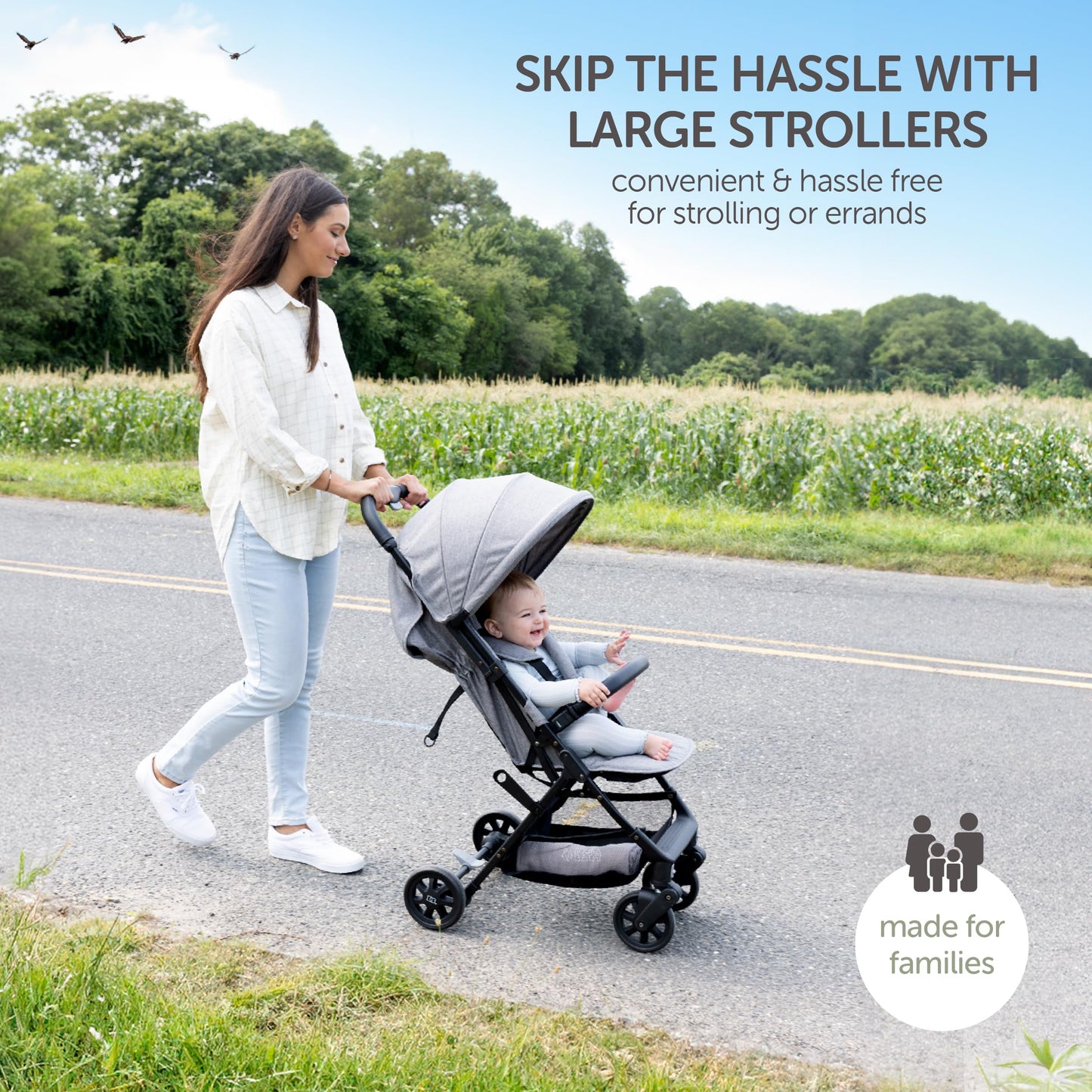 KOOLABABY Lightweight Compact Travel Stroller with Canopy – Grey