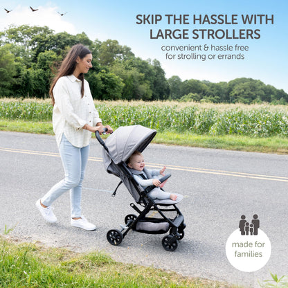 KOOLABABY Lightweight Compact Travel Stroller with Canopy – Grey