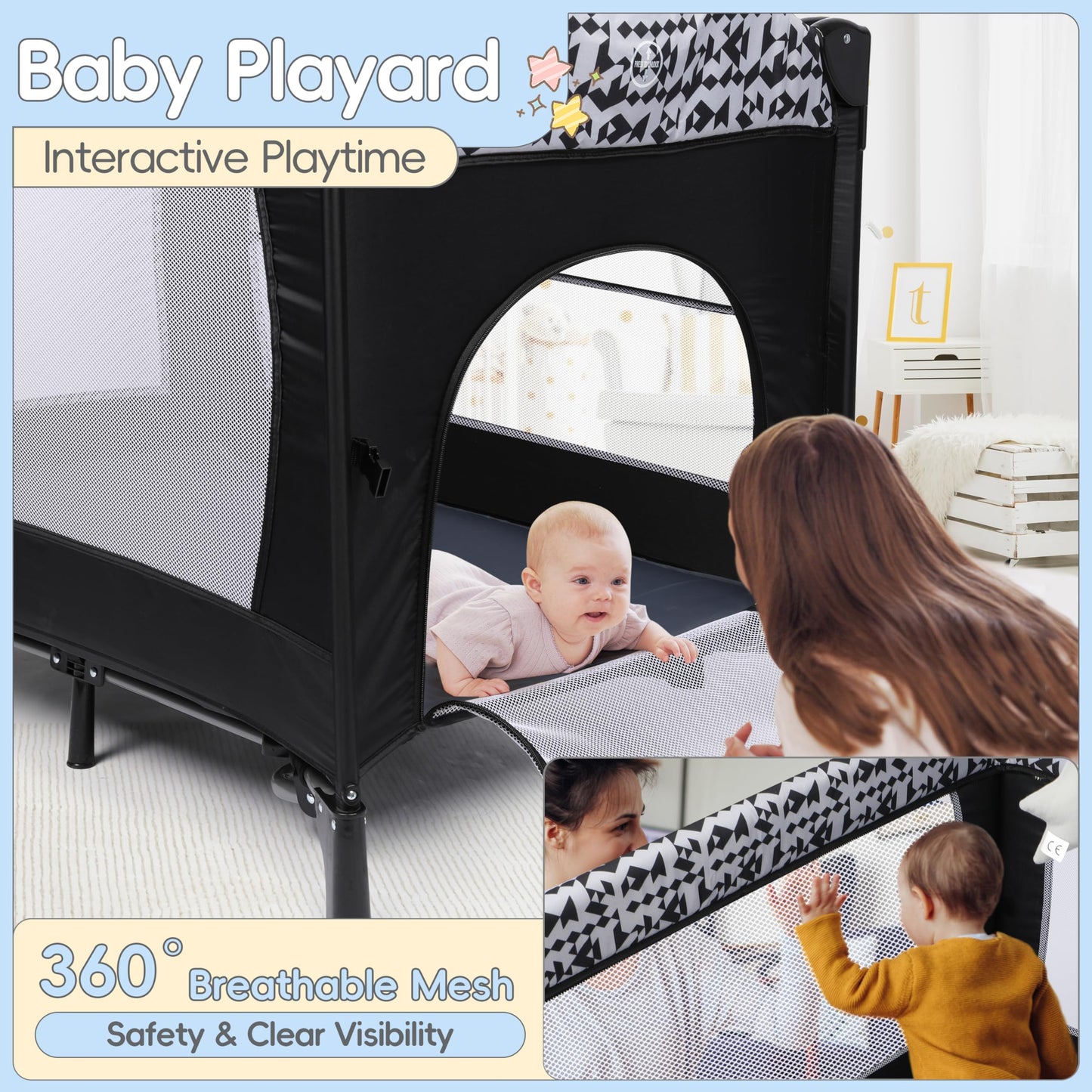 Xilingol 5-in-1 Pack & Play Baby Bassinet with Diaper Changer