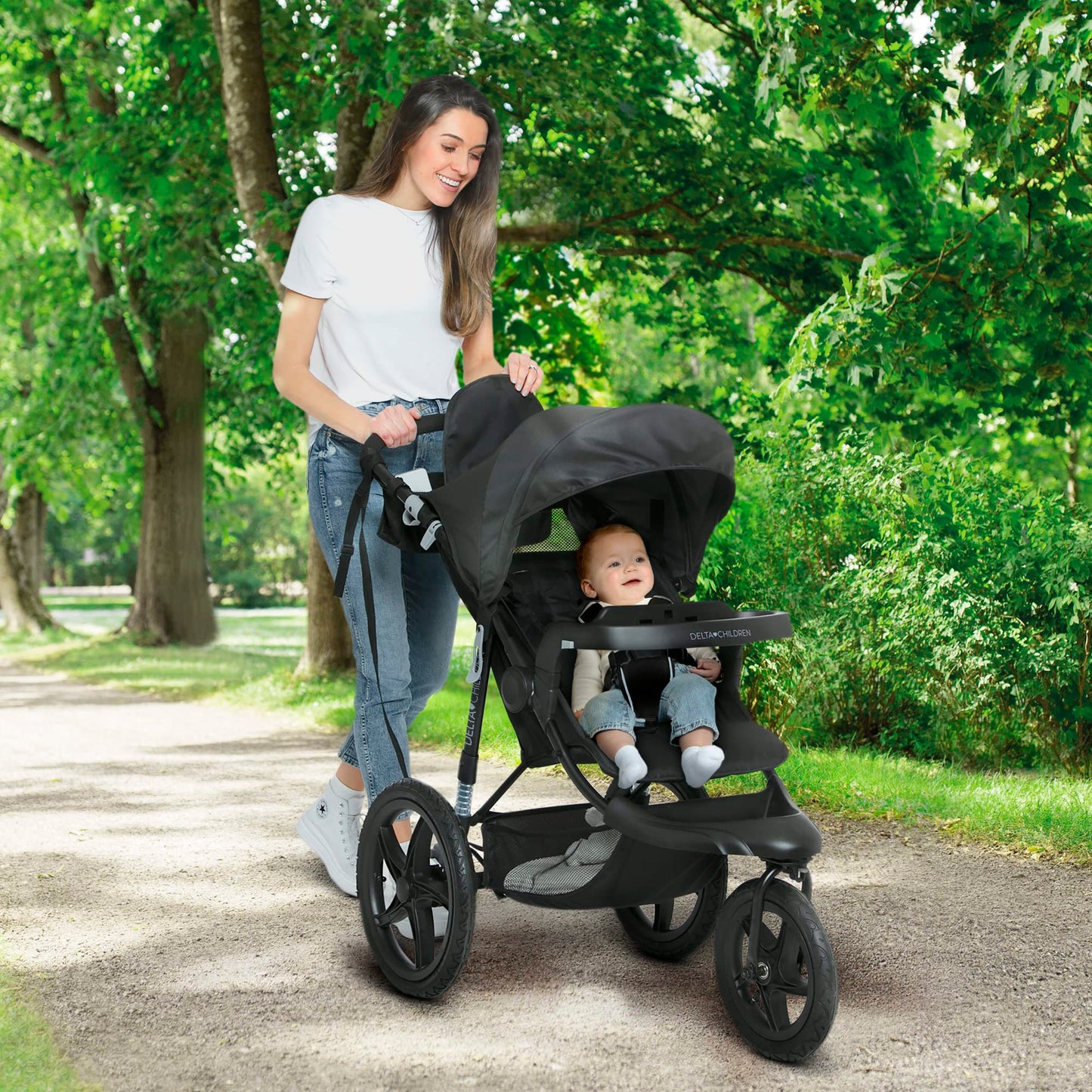 Delta Children Apollo Jogging Stroller – Car Seat Compatible, Black